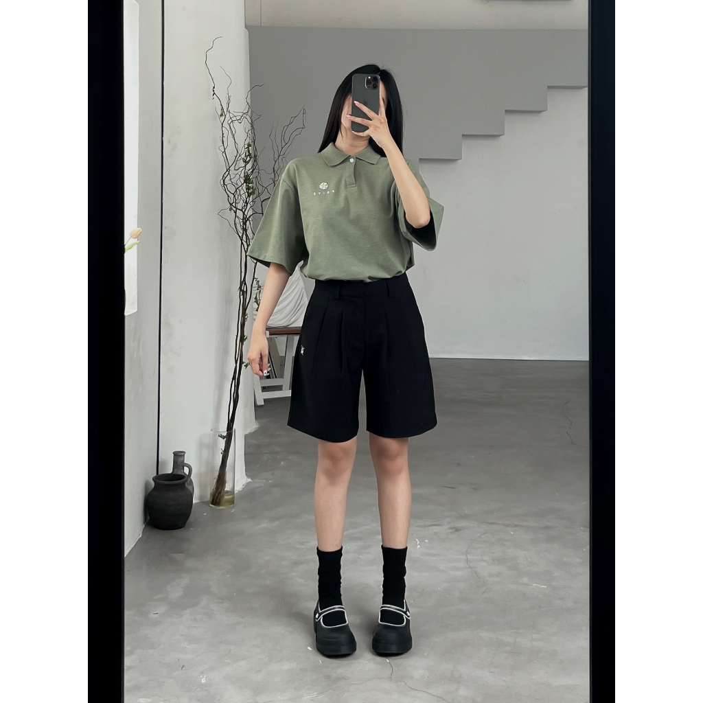 DVRK - Áo Polo Tay Ngắn Thêu Logo Màu Xanh Lá Deep Green Privé Neo Gardenia LA GALERIE-DVRK-23SS