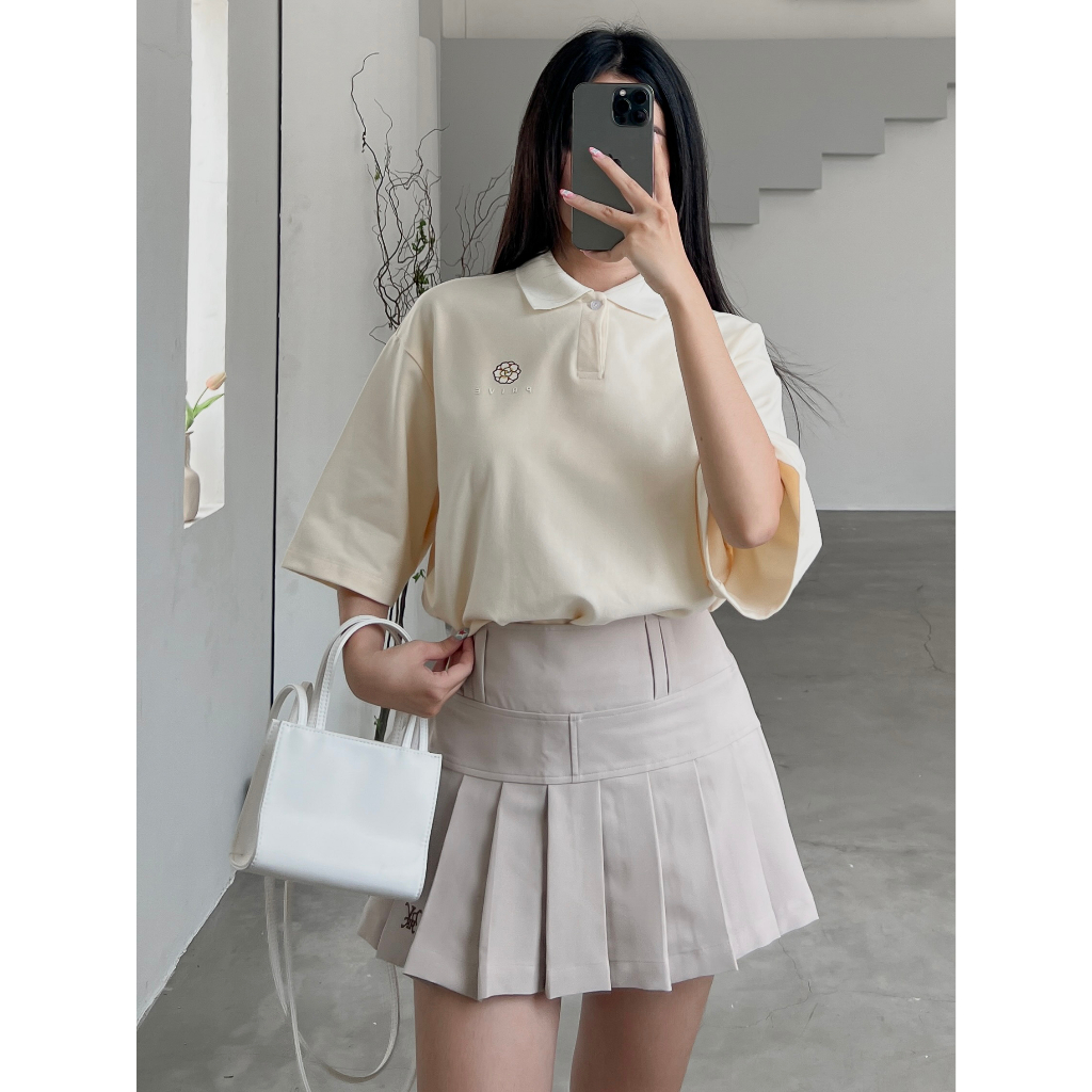 DVRK - Áo Polo Tay Ngắn Thêu Logo Màu Kem Privé Neo Gardenia LA GALERIE-DVRK-23SS