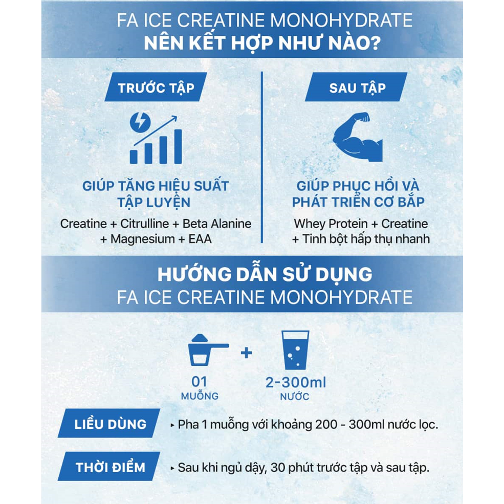 Bột tăng sức mạnh FA ICE Creatine Monohydrate, 300G  nhập khẩu Ba Lan - Gymstore