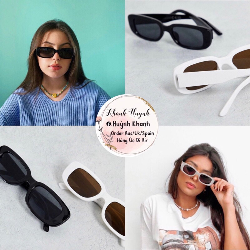 Set 2 kính Mid Square Sunglasses brand Uk Auth (Đủ Bill)