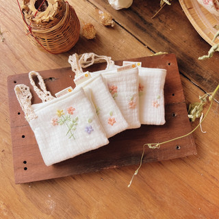 | 0303 studio | 15cm - Khăn mặt - khăn sữa - Khăn muslin thêu hoa - dòng khăn Êm 15cm