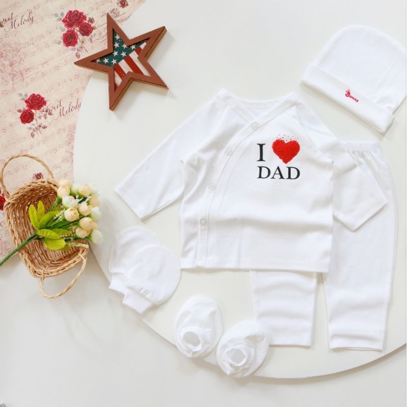 Bunnybaby - Bộ sơ sinh cúc chéo Bunny chất đẹp bao gồm nón vớ