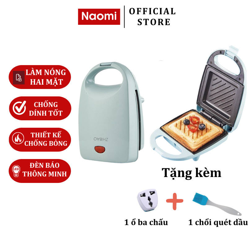 Máy Nướng Bánh Mì Sandwich Naomi Kẹp Làm Nóng 2 Mặt Rán Trứng Làm Đồ Ăn Sáng Nhanh Chóng Tiện Lợi