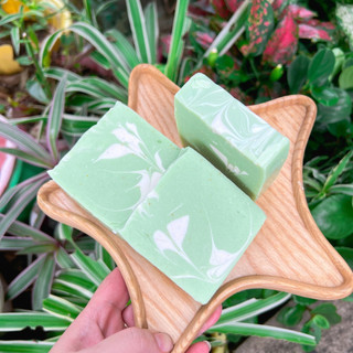 Handmade,xà bông giảm mụn, Xà bông thủ công mướp đắng dùng cho da em bé, da nhạy cảm tặng kèm túi lưới tạo bọt