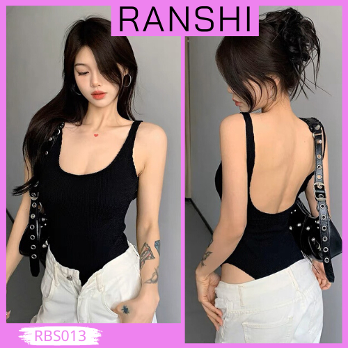 Áo Bodysuit Sát Nách CÓ MÚT NGỰC Hở Lưng Quyến Rũ RANSHI Áo Liền Thân Tôn