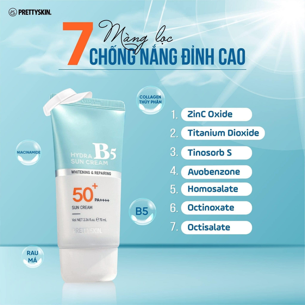 Kem Chống Nắng PrettySkin Hydra B5 Sun Cream SPF 50+/PA+++ (70ml)