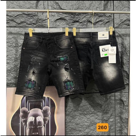 Quần short jean nam đen rách vải xanh cao cấp - chất vải denim dày dặn