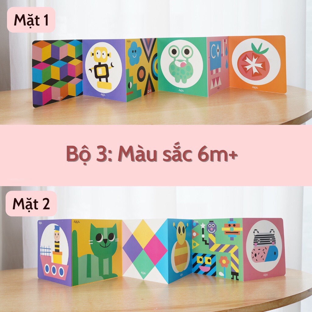 Bộ thẻ flashcard kích thích thị giác cho bé sơ sinh - combo 3 bộ đầy đủ phát triển giác quan cho trẻ ( 0-2 tuổi )