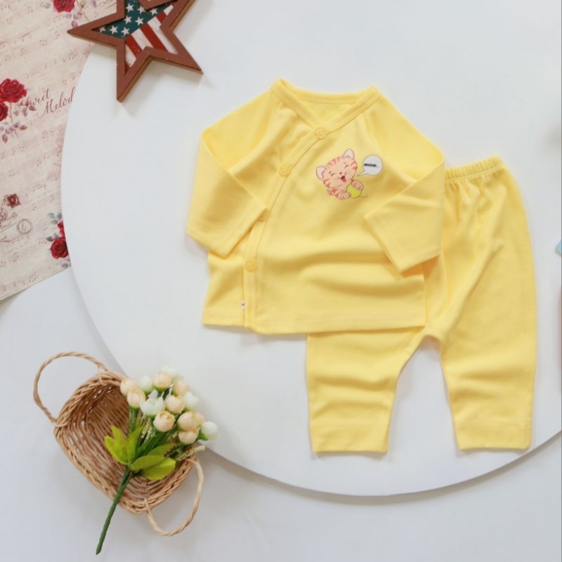 Bộ sơ sinh cúc chéo bé trai Bunnybaby size 3-10kg