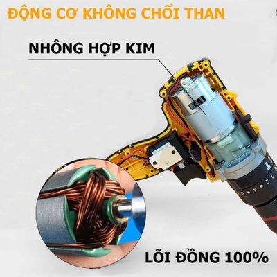 Máy khoan pin DWT 199V kèm tay cầm, khoan  tường, bắt vít, dùng liên tục 4 tiếng - Bảo hành 12 tháng