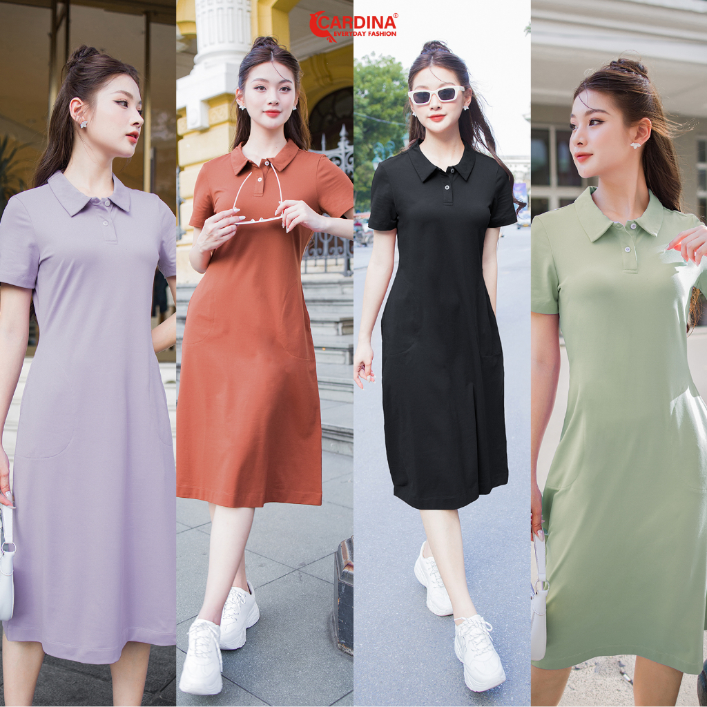 Đầm Polo Nữ 𝐂𝐀𝐑𝐃𝐈𝐍𝐀 Chất Vải Lacoste Dáng Dài Chữ A Cổ Đức Năng Động Trẻ Trung 3VP02