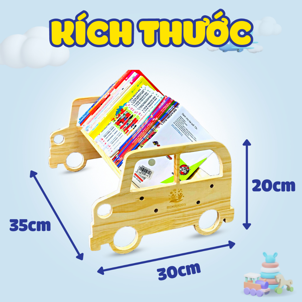 Kệ Đựng Sách Cho Bé Benrikids Để Bàn Chất Liệu Gỗ Tự Nhiên