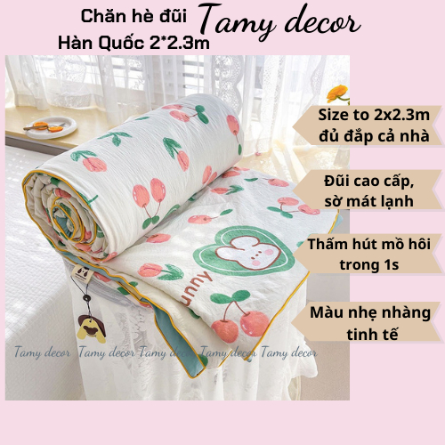 Chăn hè đũi sơ đậu nành cao cấp phong cách Hàn Quốc Trần bông Tamy Decor Mền đũi mùa hè kích thước 2x2.3m