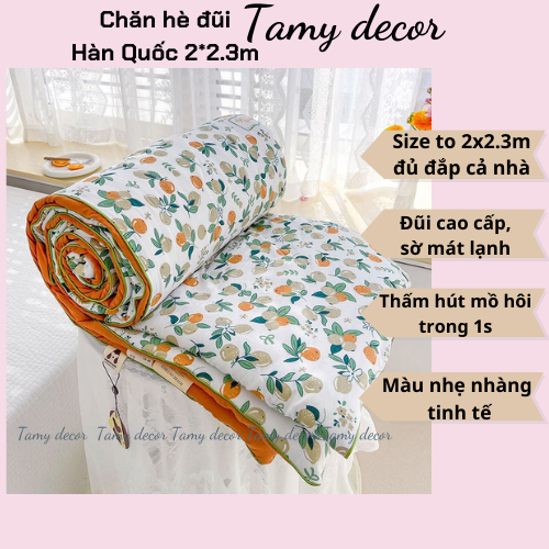 Chăn hè đũi sơ đậu nành cao cấp phong cách Hàn Quốc Trần bông Tamy Decor Mền đũi mùa hè kích thước 2x2.3m