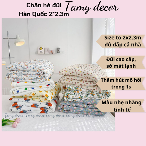 Chăn hè đũi sơ đậu nành cao cấp phong cách Hàn Quốc Trần bông Tamy Decor Mền đũi mùa hè kích thước 2x2.3m