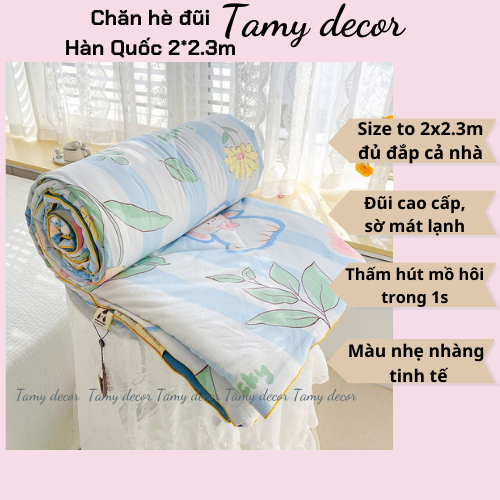 Chăn hè đũi sơ đậu nành cao cấp phong cách Hàn Quốc Trần bông Tamy Decor Mền đũi mùa hè kích thước 2x2.3m