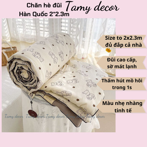 Chăn hè đũi sơ đậu nành cao cấp phong cách Hàn Quốc Trần bông Tamy Decor Mền đũi mùa hè kích thước 2x2.3m
