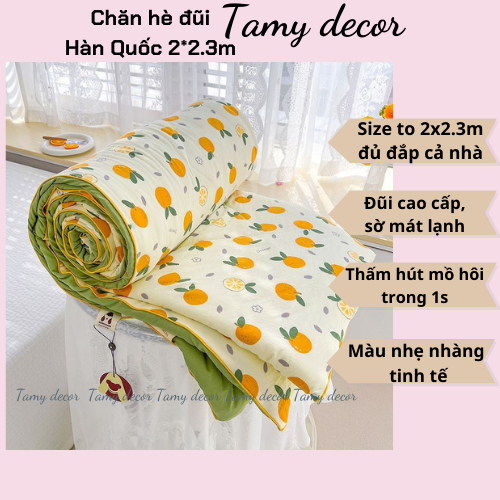 Chăn hè đũi sơ đậu nành cao cấp phong cách Hàn Quốc Trần bông Tamy Decor Mền đũi mùa hè kích thước 2x2.3m