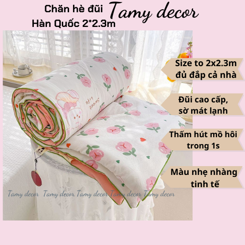 Chăn hè đũi sơ đậu nành cao cấp phong cách Hàn Quốc Trần bông Tamy Decor Mền đũi mùa hè kích thước 2x2.3m
