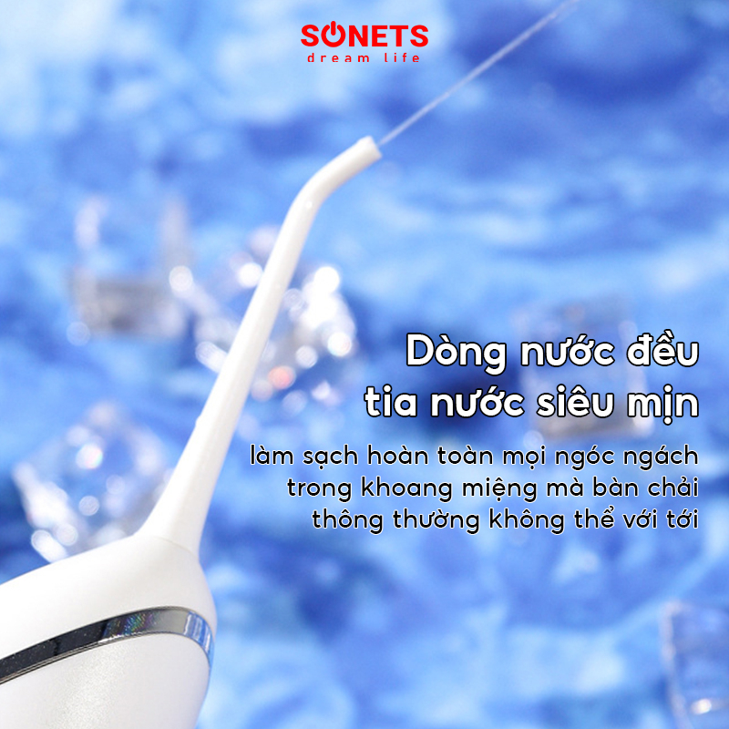 Tăm Nước Nha Khoa SONETS Zinso, Máy Tăm Nước Cầm Tay Cao Cấp 3 Chế Độ, Thân Máy Chống Nước IPX7 Pin 1400mAh