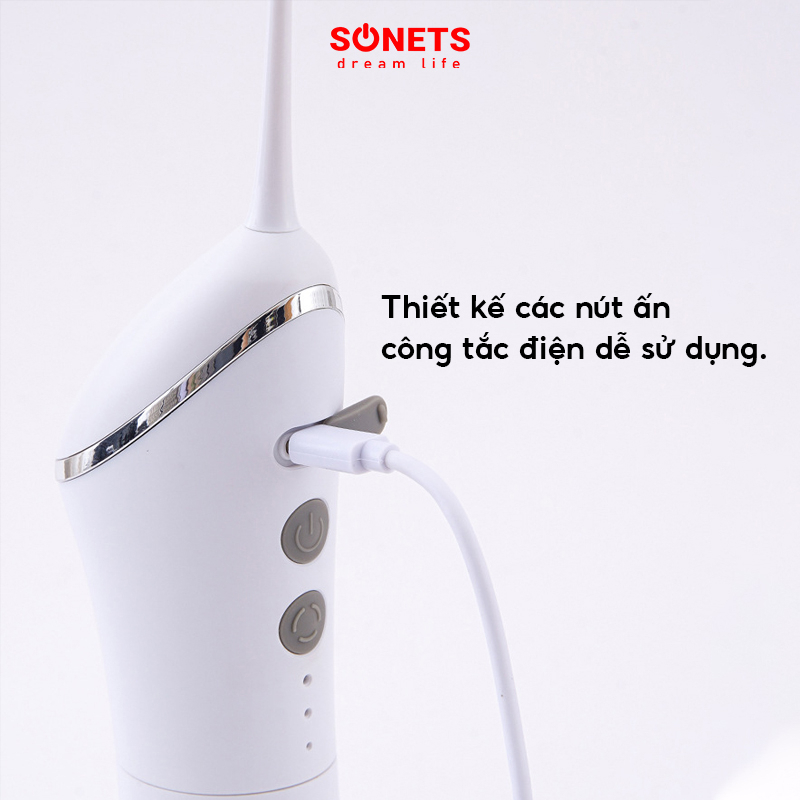 Tăm Nước Nha Khoa SONETS Zinso, Máy Tăm Nước Cầm Tay Cao Cấp 3 Chế Độ, Thân Máy Chống Nước IPX7 Pin 1400mAh