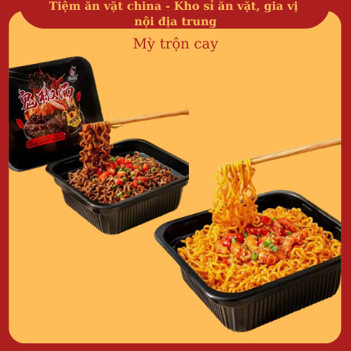 Mỳ trộn cay đủ vị tương đen, phô mai, trứng muối, tôm hùm đất, thịt bò bát 113g - Tiệm ăn vặt china