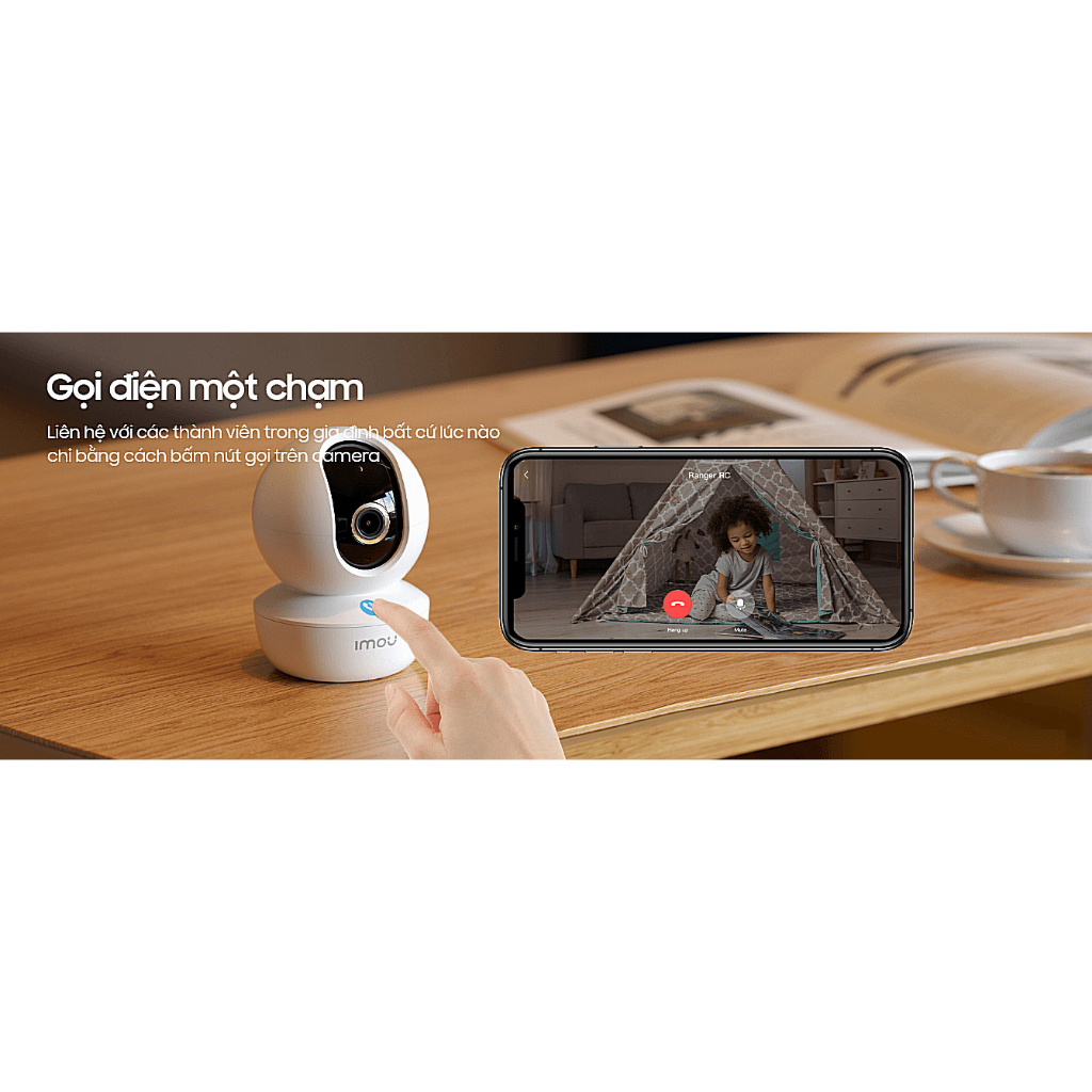 Camera IMOU Ranger RC 4MP kết nối WiFi, Quay quét 360 độ, Theo dõi chuyển động, 1 chạm để gọi điện thoại