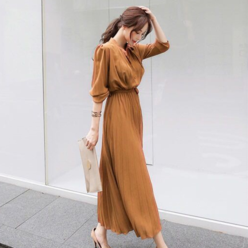 Đầm maxi xếp li tay lỡ Xiny D136230