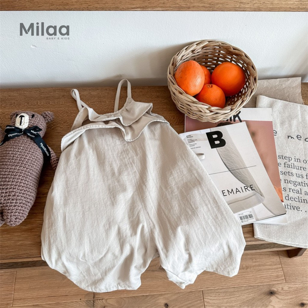 Jumpsuit Bèo Hai Dây Màu Vintage Cho Bé Gái JS0601 MiLaa Kids