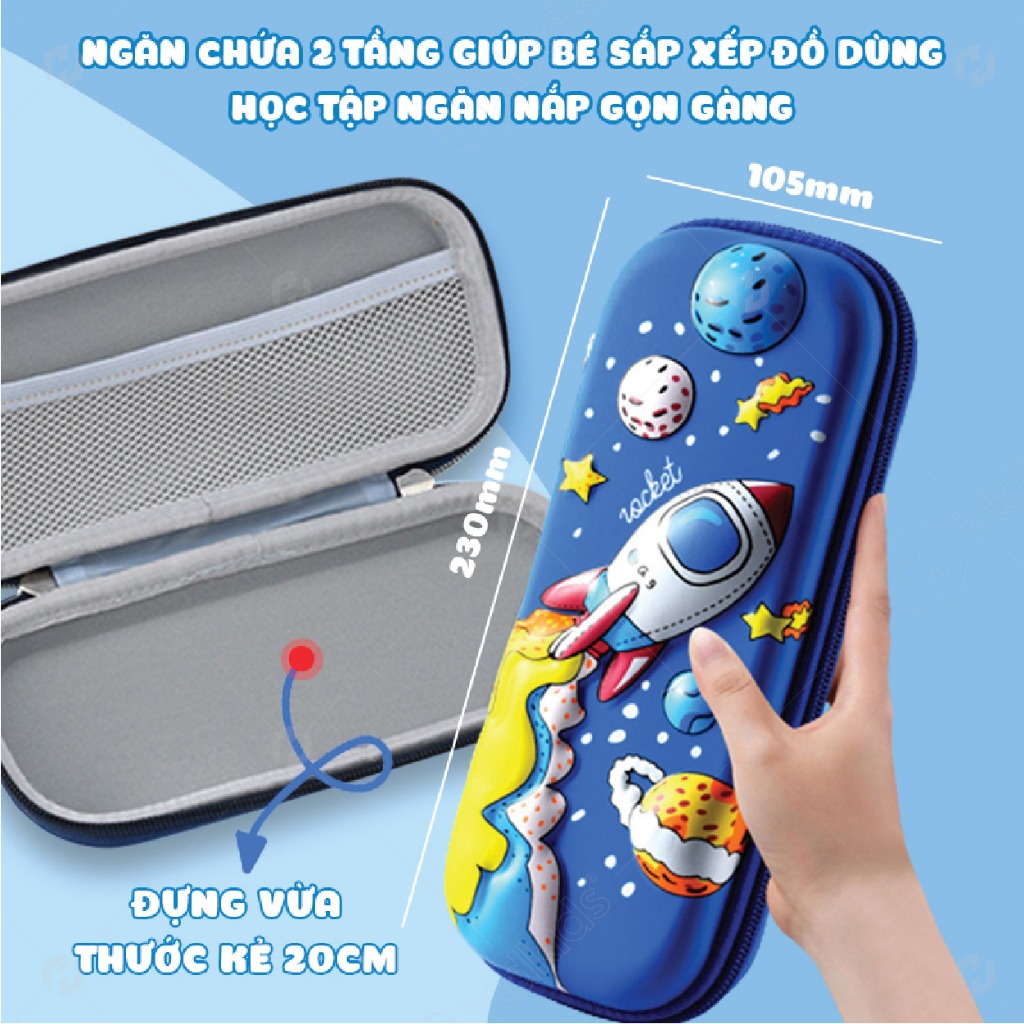Hộp đựng bút 3D hoạt hình 2 ngăn cho bé trai và bé gái có nhiều mẫu lựa chọn