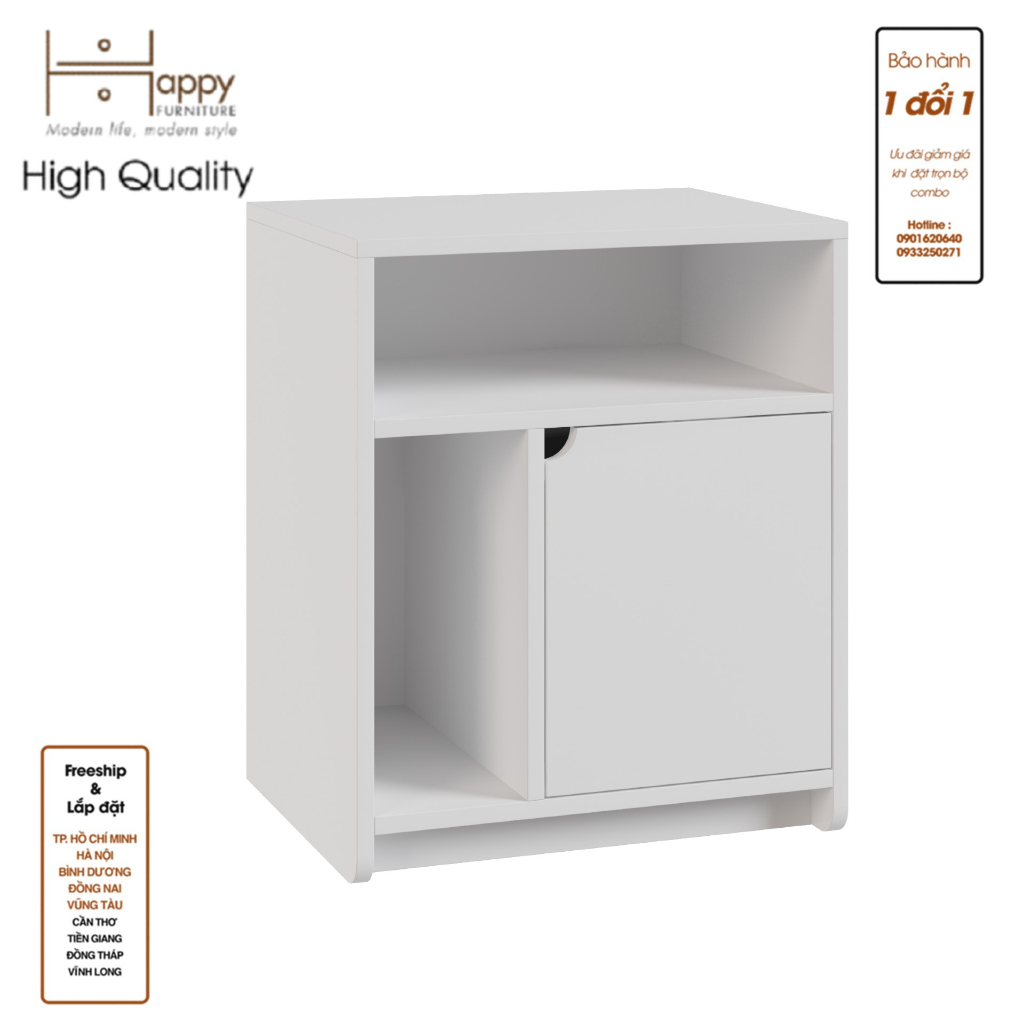 HAPPY FURNITURE , Táp đầu giường 3 ngăn - CIRCLE , TCM_067 , 50cm x 40cm x 60cm