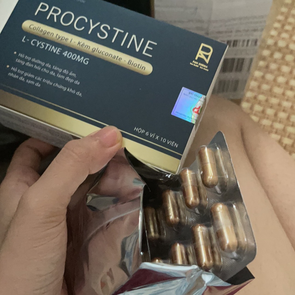 Procystine Viên uống giảm mụn trắng da, đẹp tóc móng Hộp 60 viên Mẫu mới nhất
