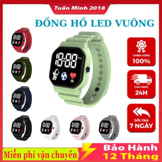 [HOT] Đồng Hồ Đeo Tay Điện Tử Đèn LED Mặt Vuông Màu Trơn Phong Cách Hàn Quốc Siêu Hot
