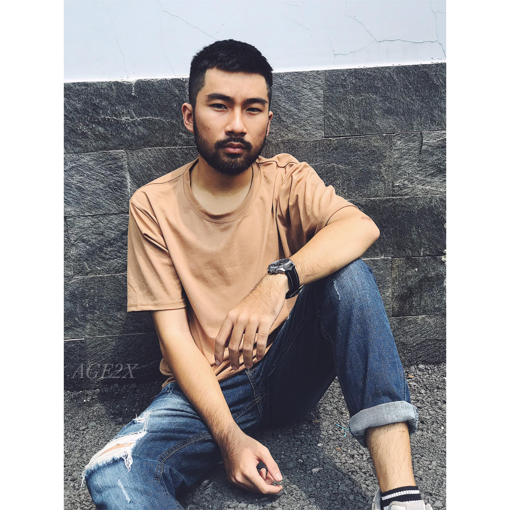 Áo thun trơn  Nam  AGE2X chất thun cotton 4 chiều, mềm mát, siêu thấm hút, không nhăn