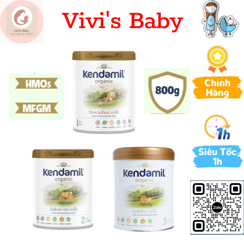Sữa Kendamil Organic Số 1, 2 ,3 Lon 800g giúp bé phát triển chiều cao, cân nặng, trí não Date 2024 - 1 Đổi 1 Nếu Lỗi NSX