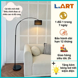 Đèn cây đứng phòng khách, phòng làm việc đọc sách màu đen dáng bow cong sang trọng DC003D