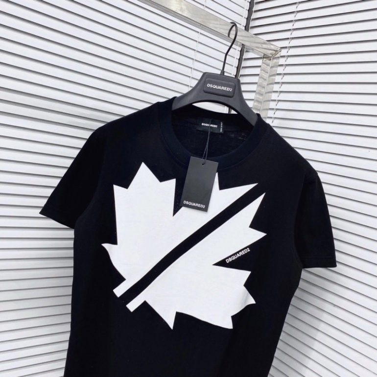 Áo phông nam nữ Premium Cotton in hình logo lá chữ DSQ2 vải dày dặn co giãn 4 chiều cao cấp 2022 K8