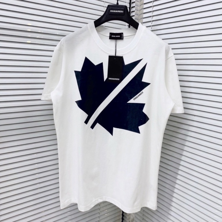 Áo phông nam nữ Premium Cotton in hình logo lá chữ DSQ2 vải dày dặn co giãn 4 chiều cao cấp 2022 K8