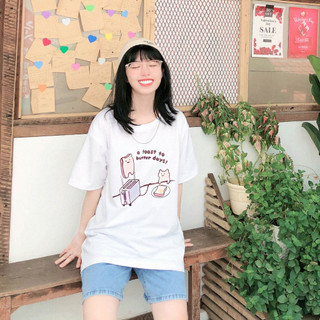 Áo Thun Meow Lười Meow Bánh Mì Meow Bom Nam Nữ Unisex Form To Oversized