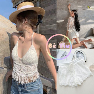 Set Bộ Bikini Len Móc 3 Món Có Bán Rời Đồ Bơi Nữ Đi Biển 2023 Hottrent Dây Cột Freesize Kín Đáo (20) | Bé Tiu Clothing