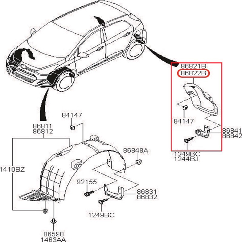 Chắn bùn lòng dè sau Grand i10 2014 đến 2020