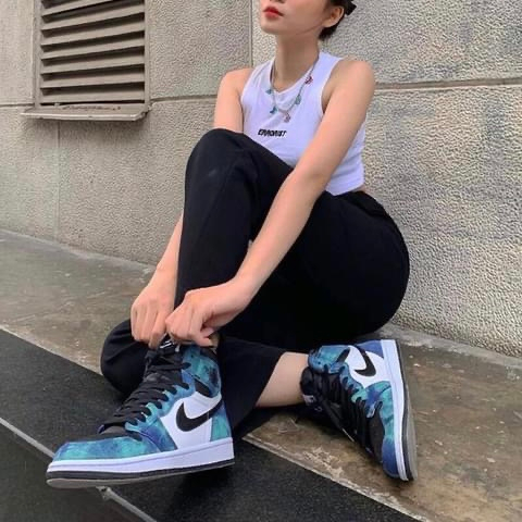 Giày Jordan 1 Tie Dye Xanh Loang Thấp Cổ Cao Cổ - Giày Thể Thao Sneaker Dễ Phối Đồ