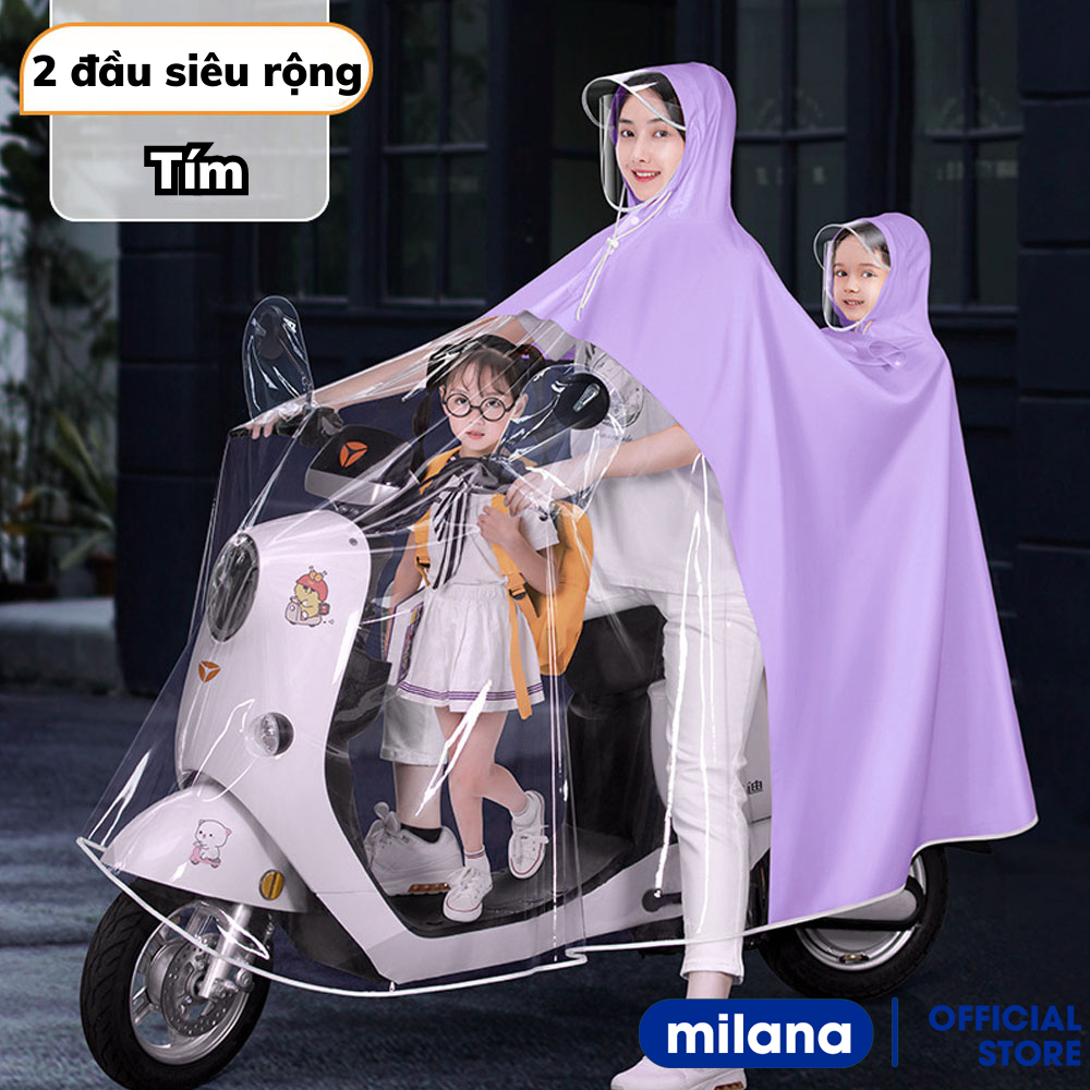Áo mưa nửa trước trong suốt cho Mẹ và Bé, che phủ toàn thân, kèm kính chắn mưa