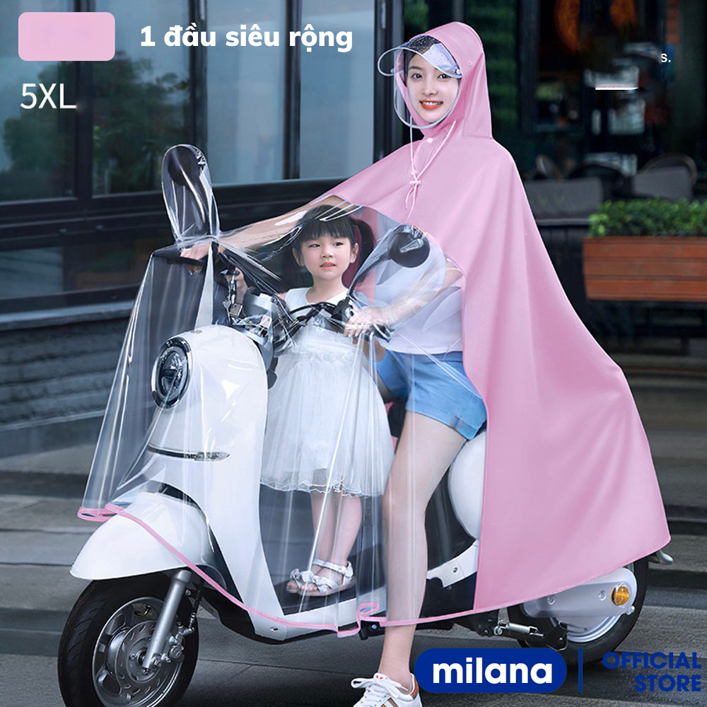 Áo mưa nửa trước trong suốt cho Mẹ và Bé, che phủ toàn thân, kèm kính chắn mưa