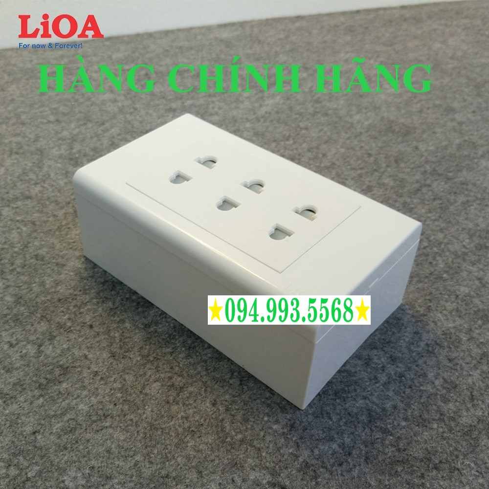 Combo ổ cắm điện  3 lỗ 2 chấu LIOA 16A 3520W - Âm tường lắp nổi