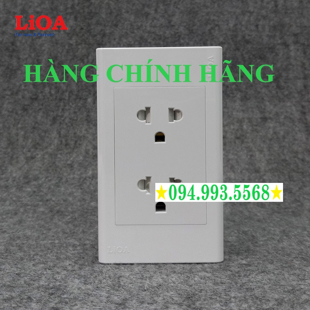 Combo ổ cắm điện 2 lỗ 3 chấu LIOA 16A 3520W âm tường lắp nổi - Chính hãng