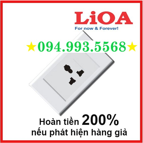 Mặt 1 - 2 - 3 ổ cắm điện + 1- 2 lỗ công tắc đèn LiOA nhựa trắng tiếp điểm Đồng