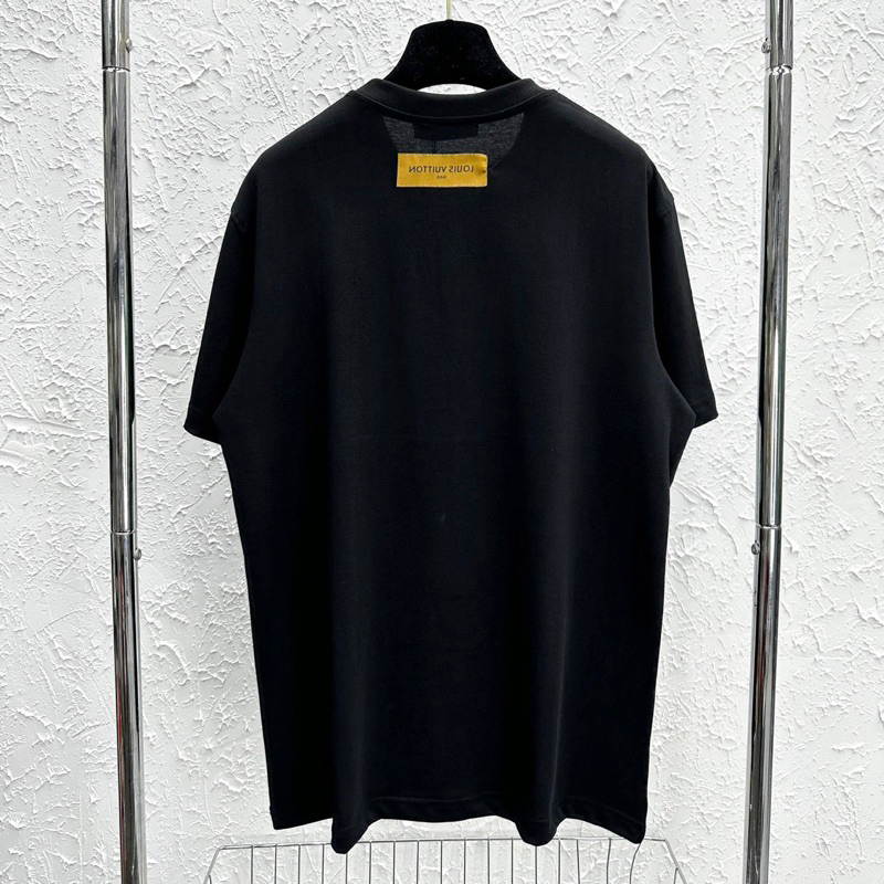 Áo phông nam nữ Premium Cotton dập chữ Eo Vì vân hoa phối loang xanh thêu logo ngược sau áo AP004