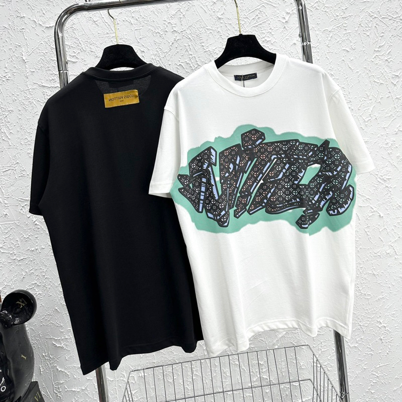 Áo phông nam nữ Premium Cotton dập chữ Eo Vì vân hoa phối loang xanh thêu logo ngược sau áo AP004