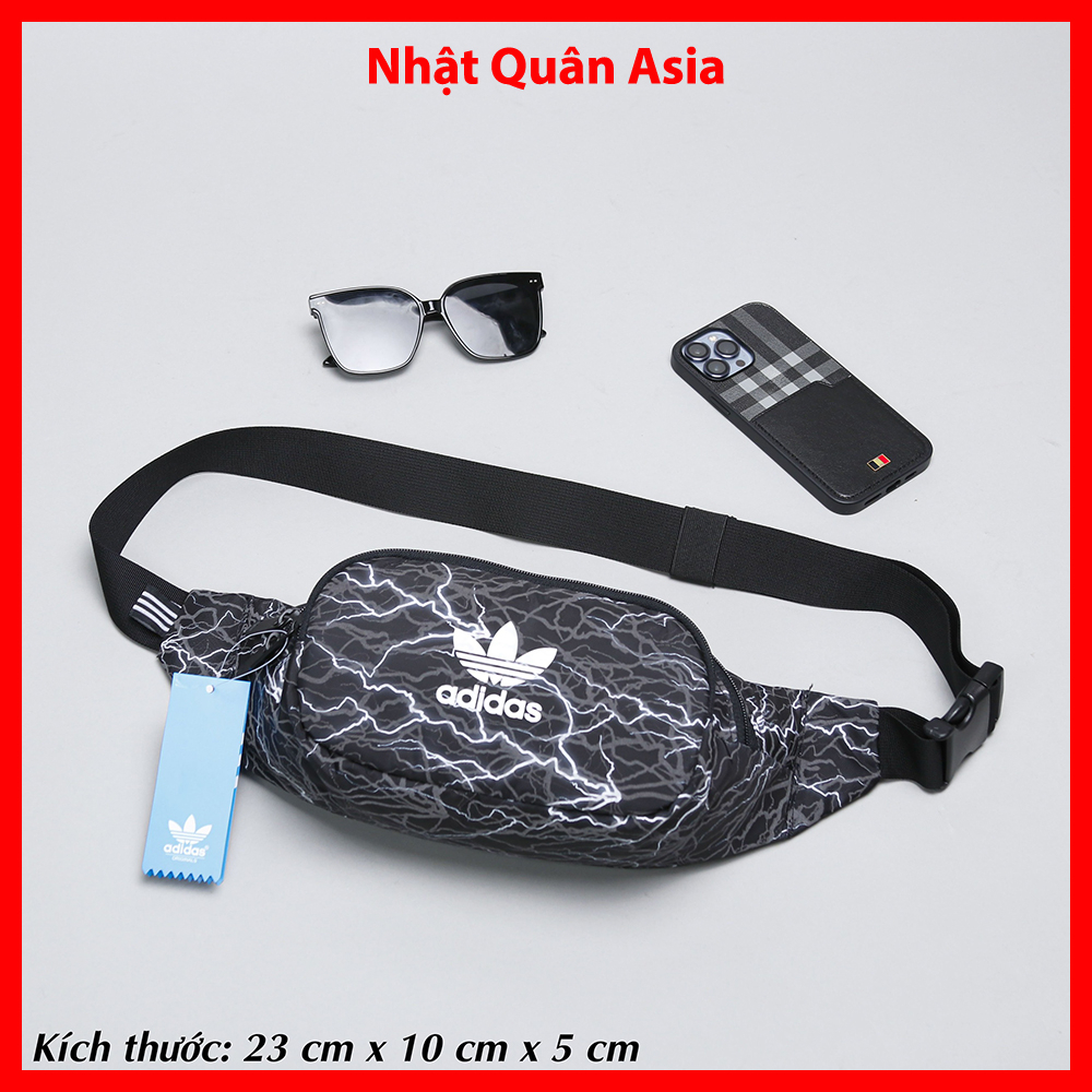 Túi bao tử Adidas Originals basic vải chống thấm in hoa văn 2 ngăn túi đeo chéo đeo hông - Nhật Quân Asia nhatquanasia
